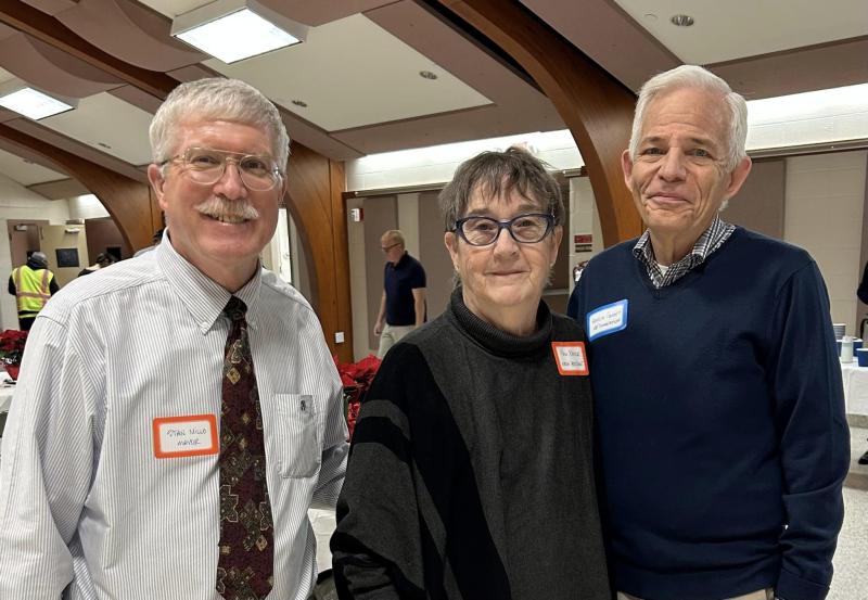 Showing their support for city employees are (l-r) Rehoboth Beach Mayor Stan Mills, RBHA President Pam Baker and Commissioner Patrick Gossett.